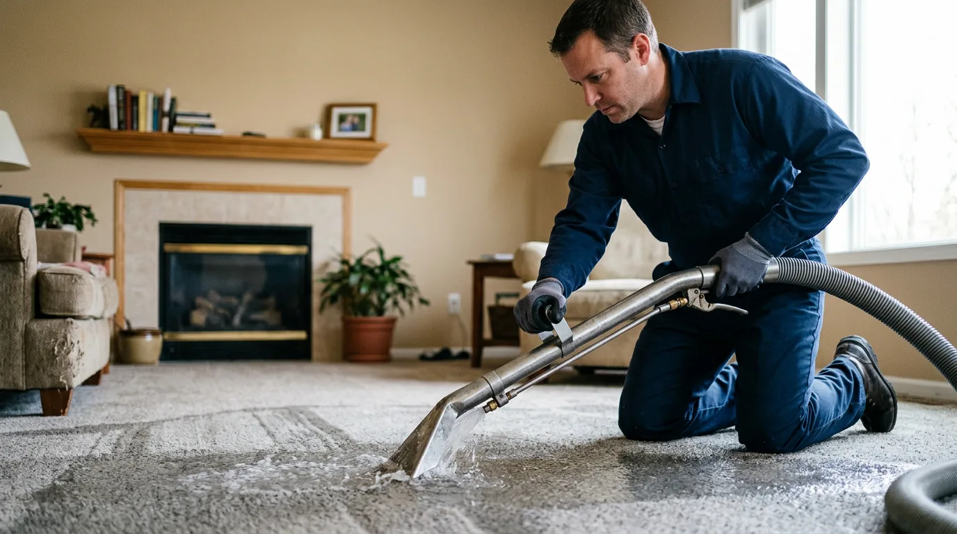 Water damage restoration technician working near South Wilmington, IL